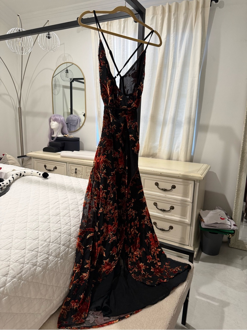 Tiger mist Floral Wrap Slip Dress with Side Slit - orange Floral
